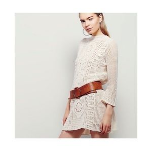 Free People Rosalind Crochet Mini Dress Natural XS